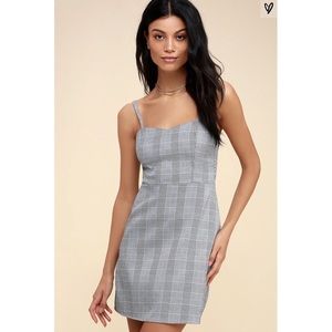 GOOD TO BE PLAID GREY MINI DRESS from LULUS